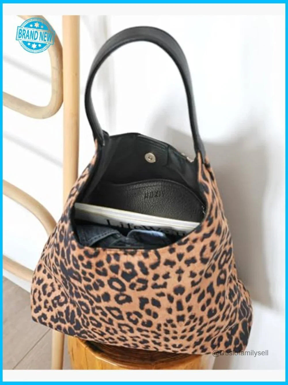 Leopard Print Hobo Bag Slouchy Magnetic Closure Lightweight Shoulder Tote Purse